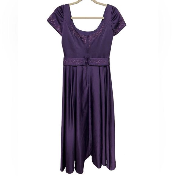 Mori Lee Purple Gown Formal Dress Embroidered Flowers Floral Purple Prom Dress - Picture 4 of 12